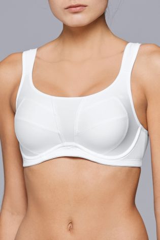 White High Impact Non Padded Underwired Sports Bra